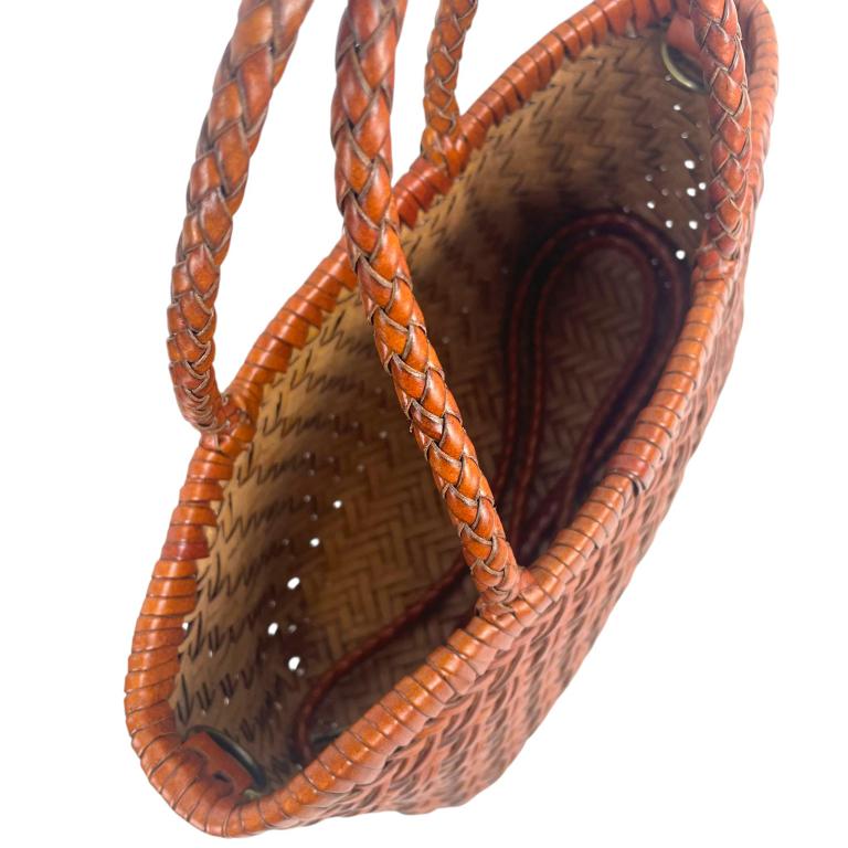 Bolso trenzado marron cuero de mano de piel para mujer regalo rebajas