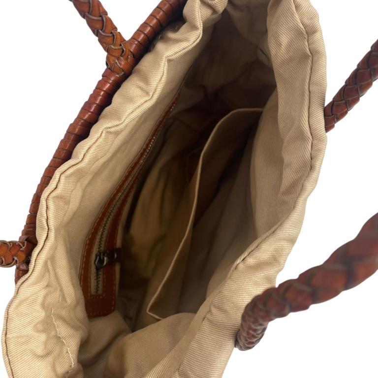 Bolso trenzado marron cuero de mano de piel para mujer regalo rebajas