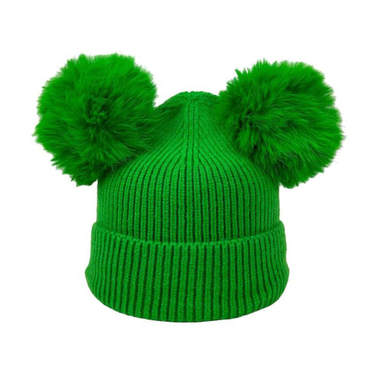 Gorro de lana y cachemire con 2 pompom,regalo