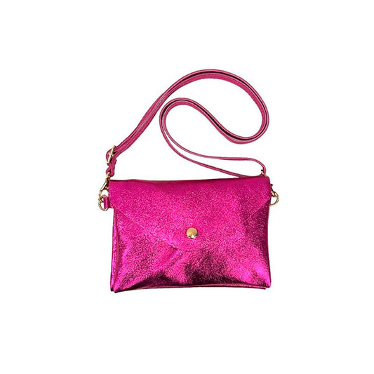 Bolso Bandolera Pequeño de Piel Metalizada Italiana