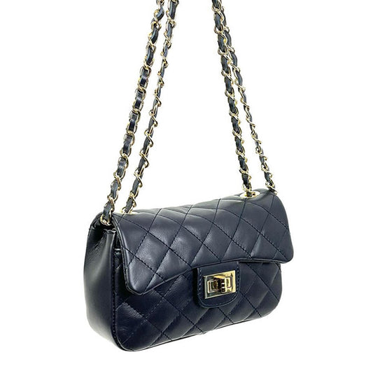 Bolso Bandolera Acolchada de Piel con Solapa y Broche