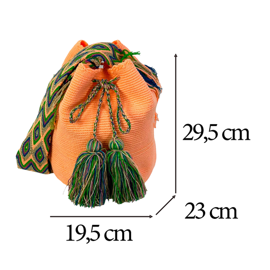 Bolso Wayuu Grande Artesanal con Estampado Liso