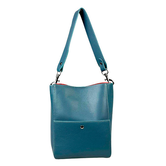 Bolso de Hombro de Piel Estilo Bucket con Bolso Interior