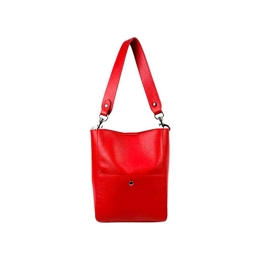 Bolso de Hombro de Piel Estilo Bucket con Bolso Interior