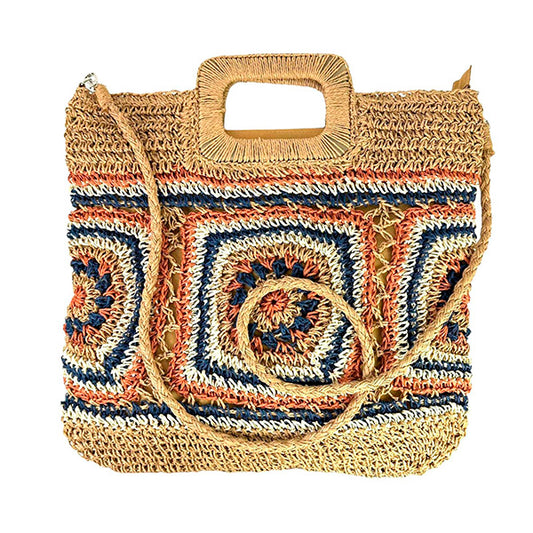 Bolso de Mano Boho de Papel con Estampado