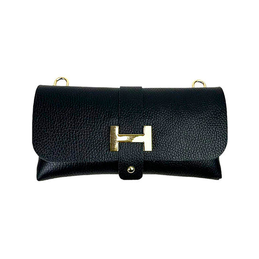 Bolso de Mano Piel Italiana con Elegante Asa de Cadena