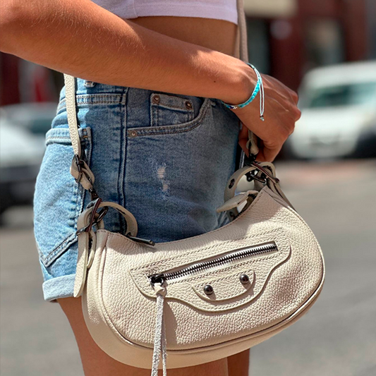 Bolso de Hombro Piel Pequeño con Tachuelas