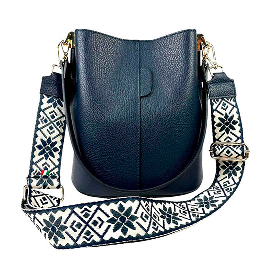 Bolso Bucket de Piel con Bandolera Decorada