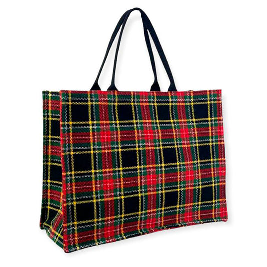 Bolso Shopper Estampado Check Tweed