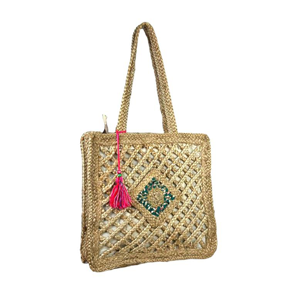 Bolso Tote de Yute y Crochet Artesanal envo