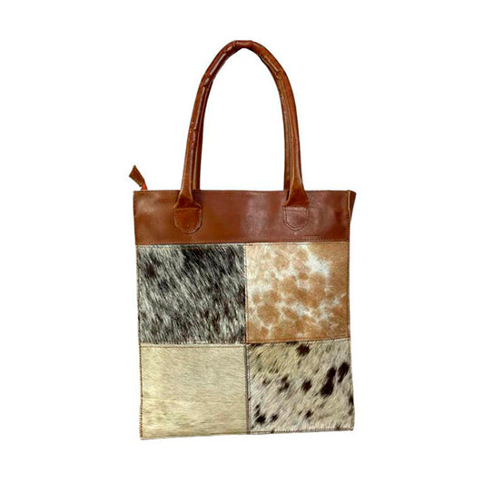 Bolso Tote Piel Auténtica Estilo Boho con Animal Print