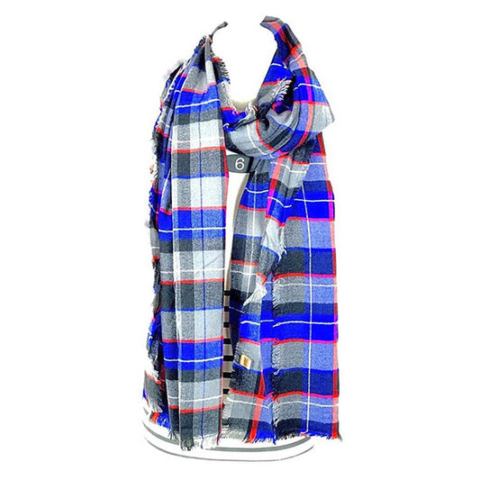 Bufanda Gruesa con Estampado de Cuadros y Flecos