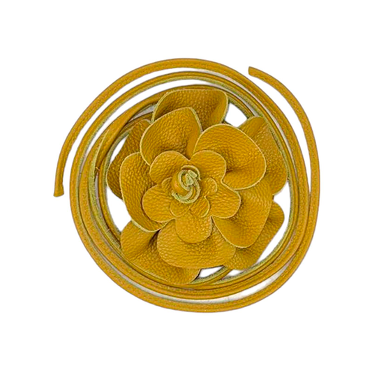 Cinturón De Piel con Flor Artesanal