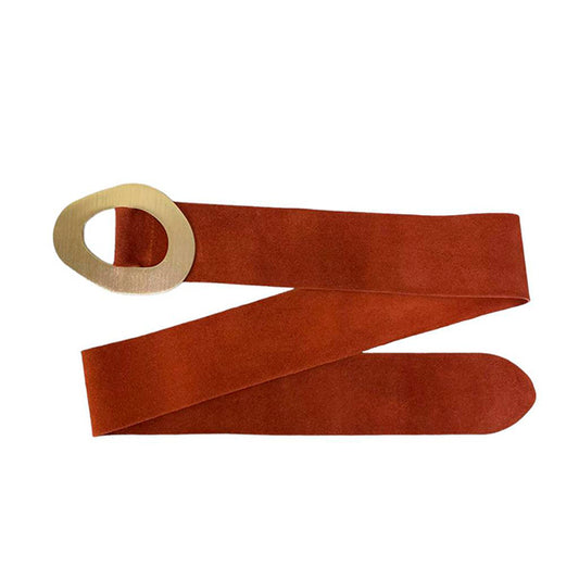 Cinturón de Piel de Ante Italiana con Hebilla de Metal