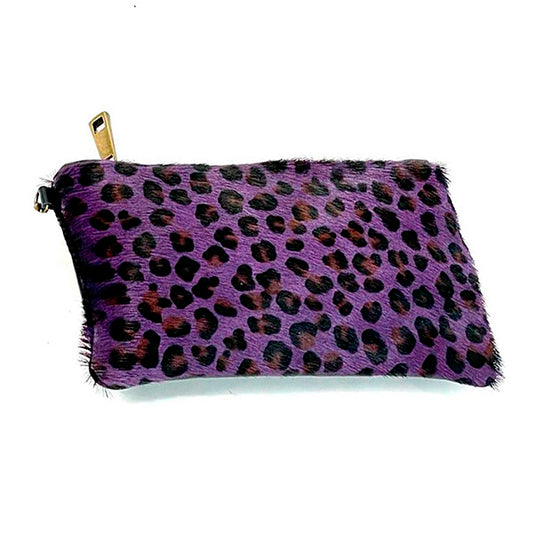 Monedero Grande de Piel Con Pelaje Auténtico Estampado Animal Print