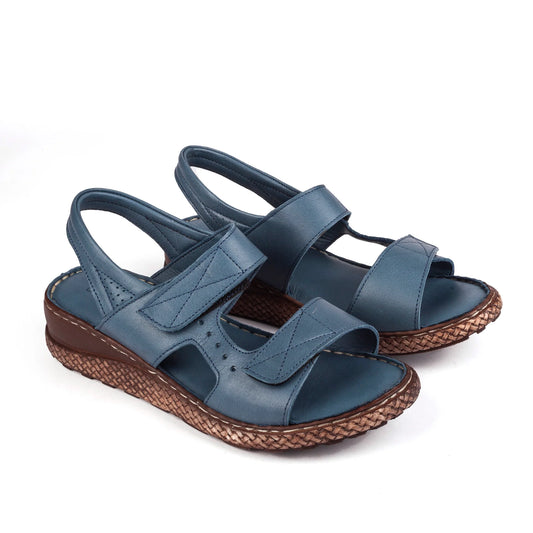 Sandalias de Piel con Tiras de Velcro para Verano