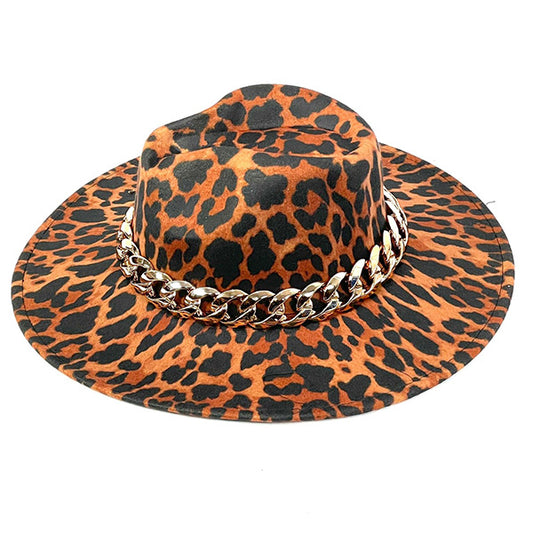 Sombrero Tipo Fedora con Estampado de Leopardo