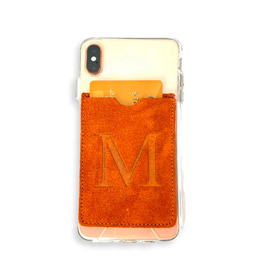 Tarjetero de Piel con Inicial para Pegar al Teléfono Móvil