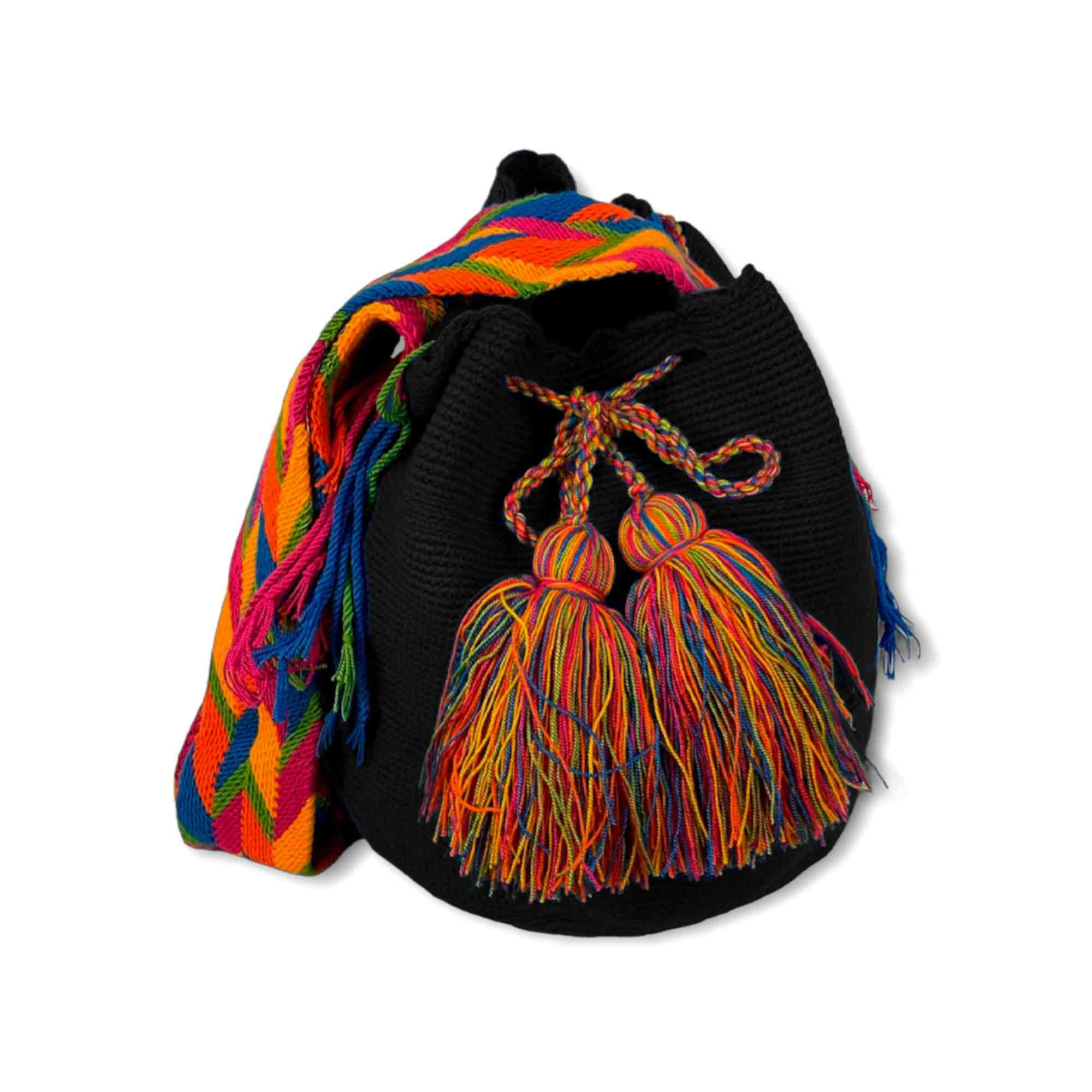 Bolso Wayuu Grande Artesanal con Estampado Liso