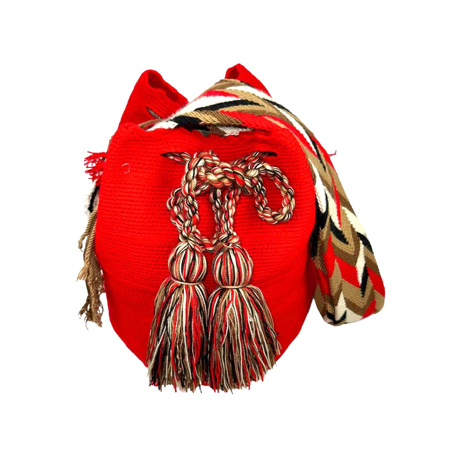Bolso Wayuu Grande Artesanal con Estampado Liso