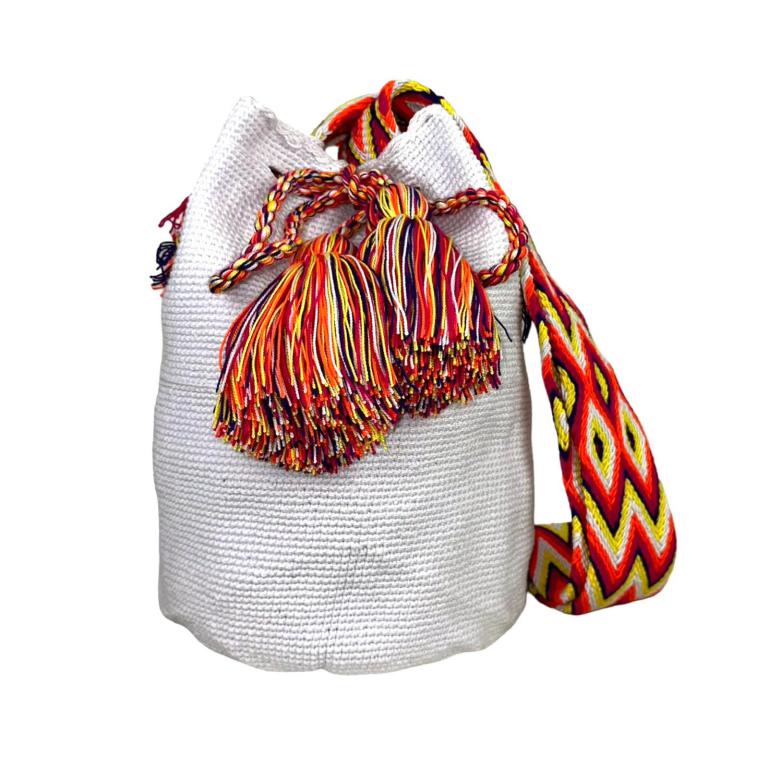 Bolso Wayuu Grande Artesanal con Estampado Liso