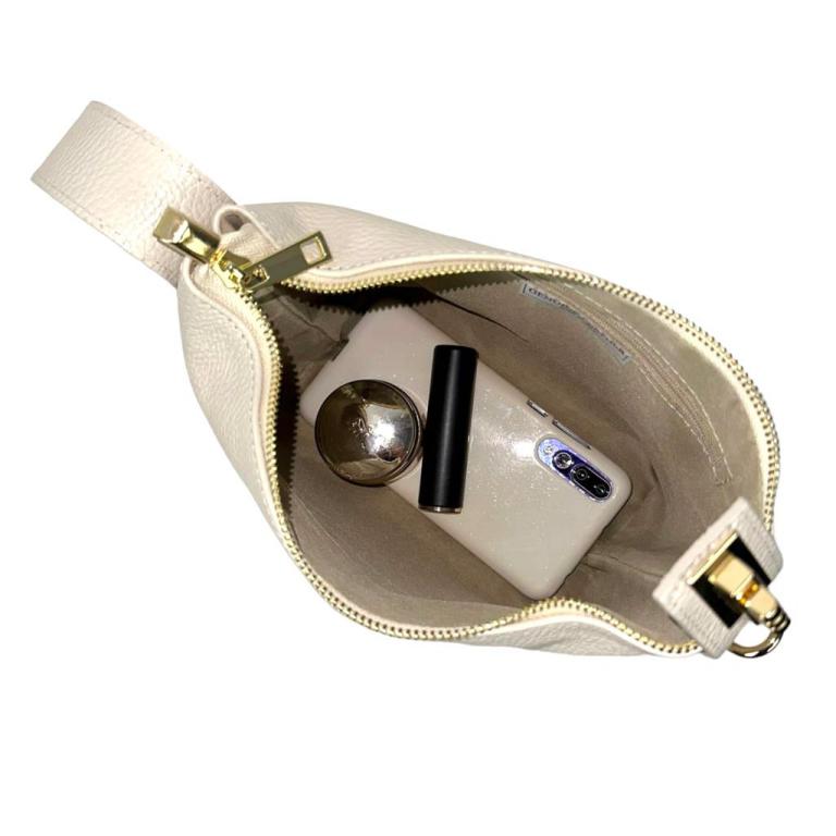 Bolso piel auténtico con broche y cremallera