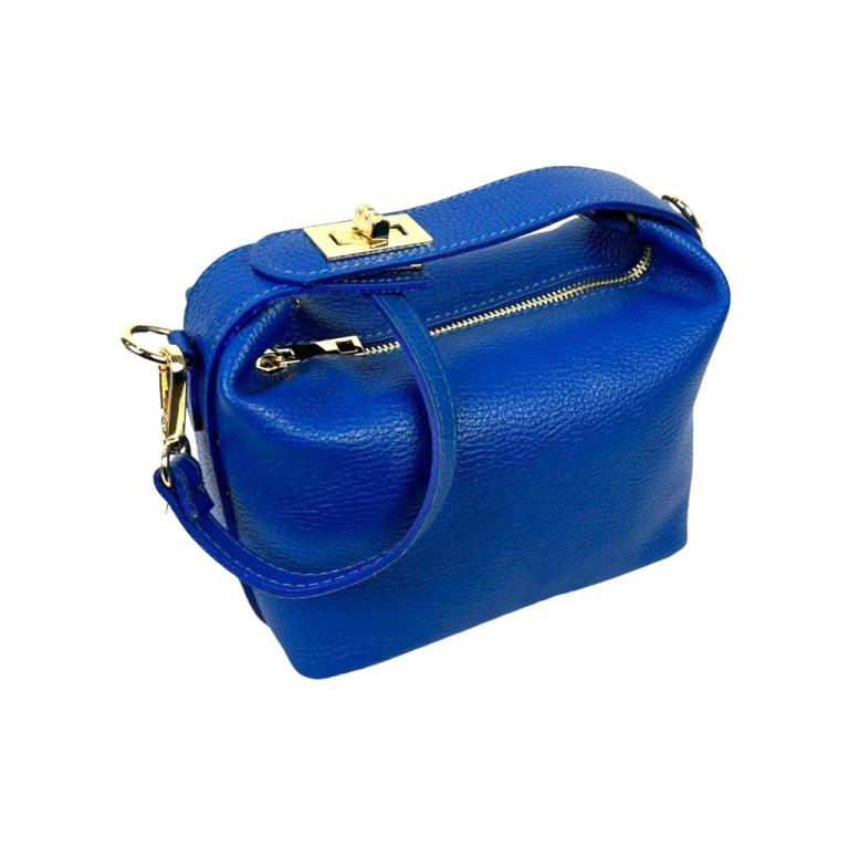 Bolso piel auténtico con broche y cremallera