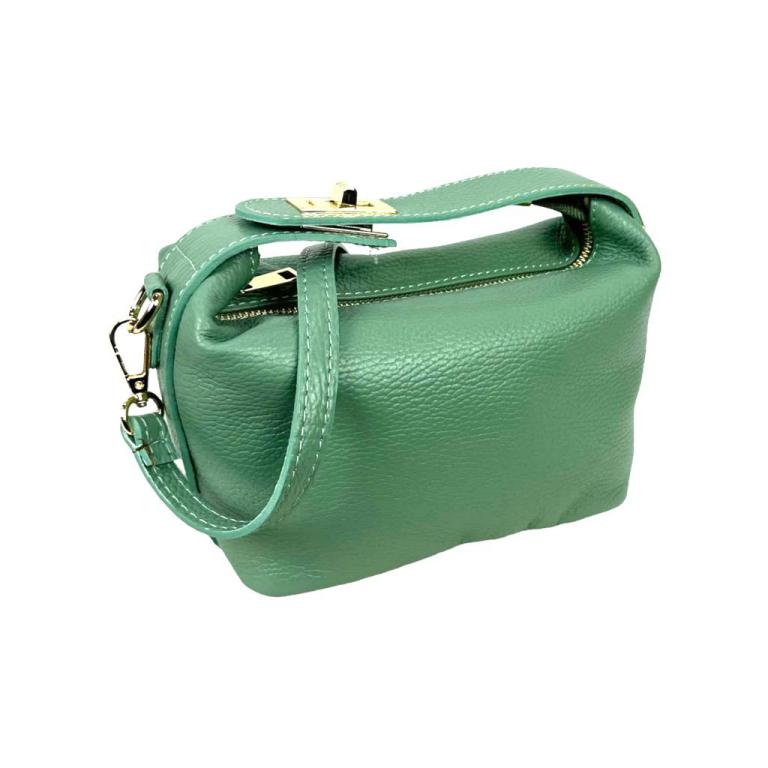 Bolso piel auténtico con broche y cremallera