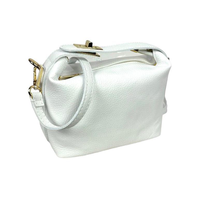 Bolso piel auténtico con broche y cremallera