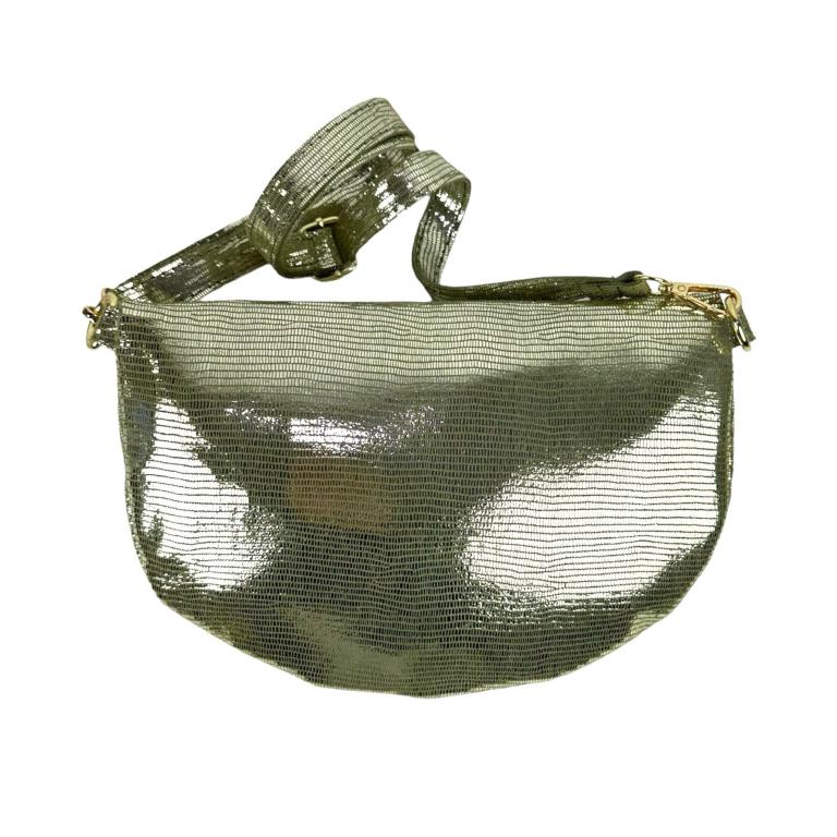 Riñonera metalizado de piel brilli con cremallera