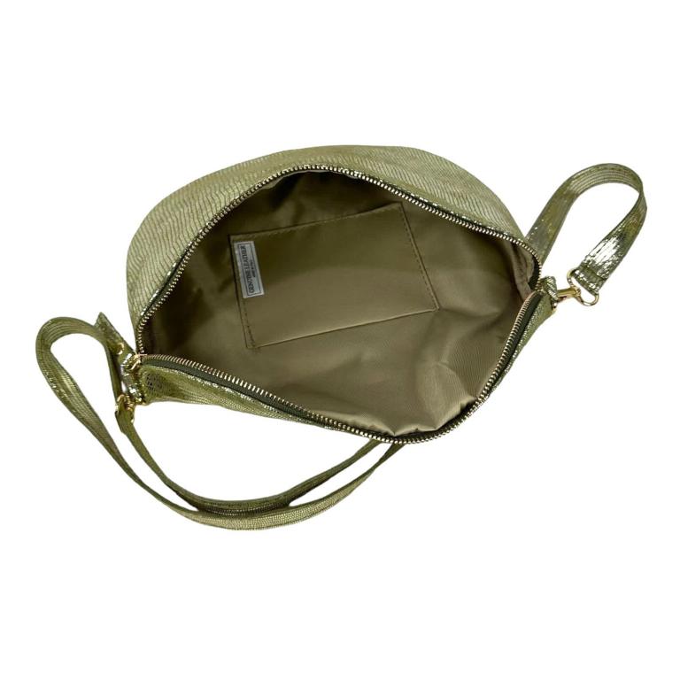 Riñonera metalizado de piel brilli con cremallera