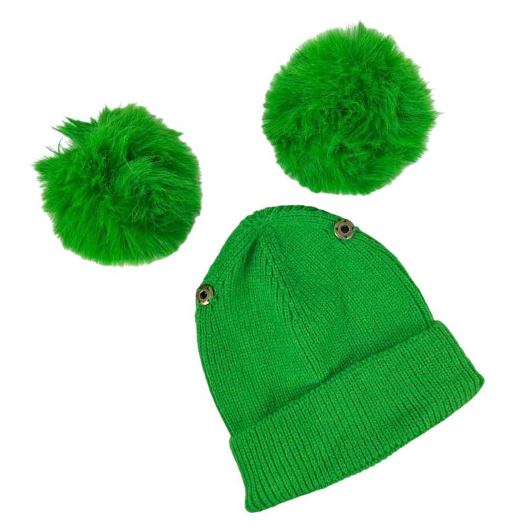 Gorro de lana y cachemire con 2 pompom,regalo
