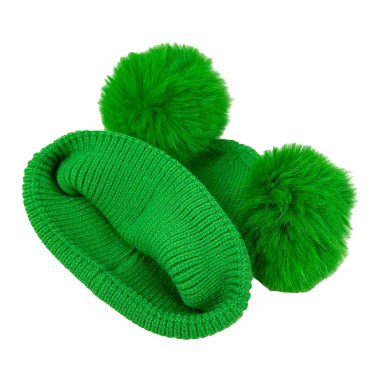 Gorro de lana y cachemire con 2 pompom,regalo