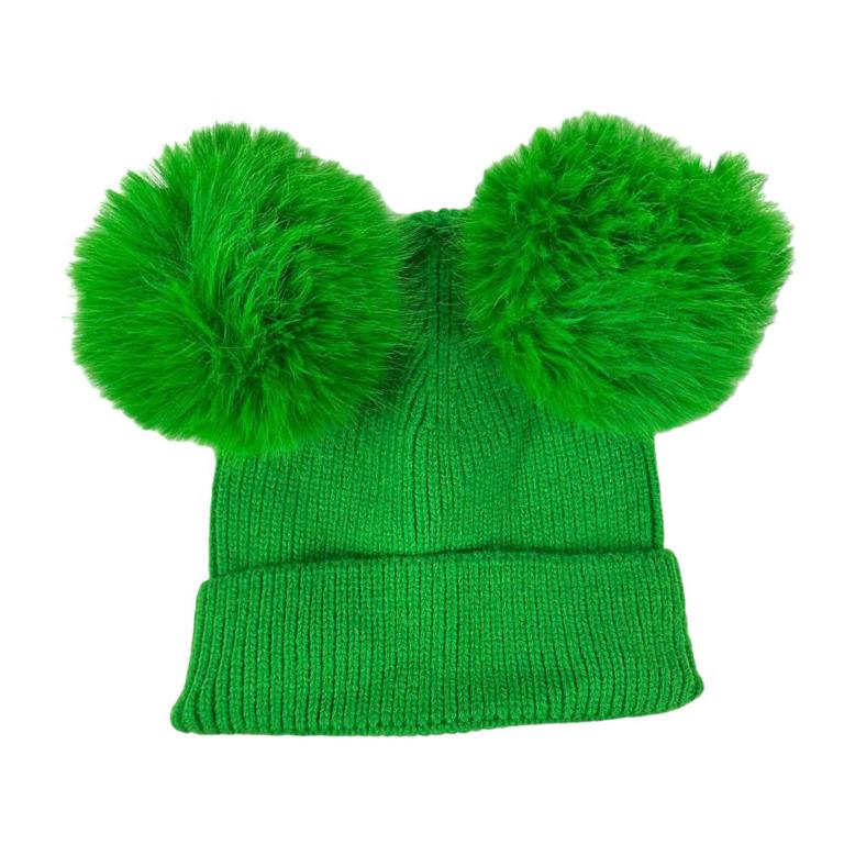 Gorro de lana y cachemire con 2 pompom,regalo