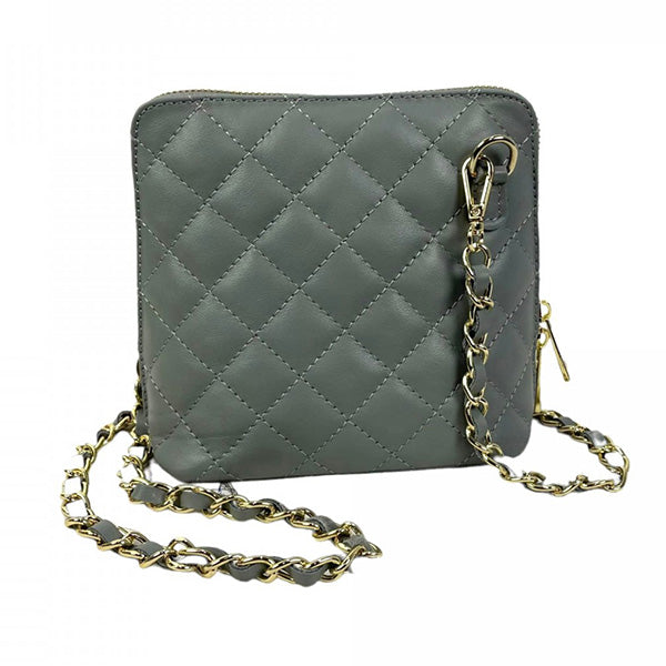Bandolera Cuadrada de Piel Acolchada con Cadena