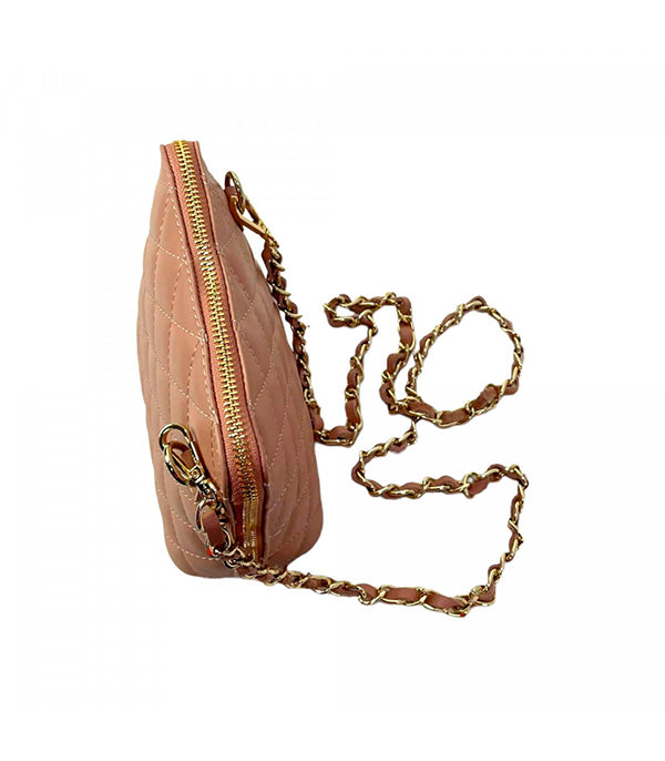 Bandolera Cuadrada de Piel Acolchada con Cadena