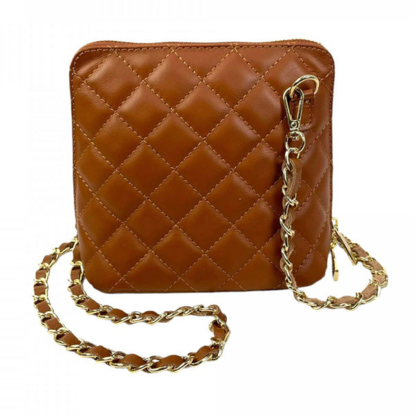 Bandolera Cuadrada de Piel Acolchada con Cadena