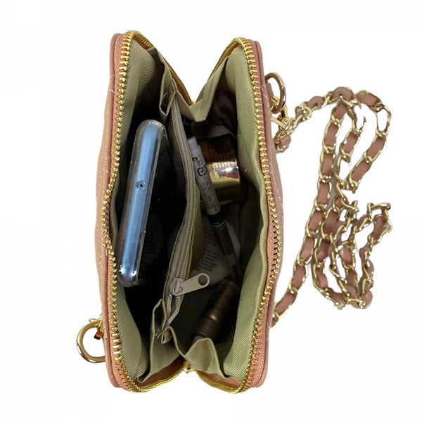 Bandolera Cuadrada de Piel Acolchada con Cadena