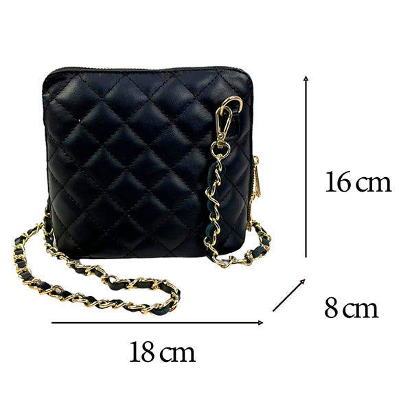 Bandolera Cuadrada de Piel Acolchada con Cadena