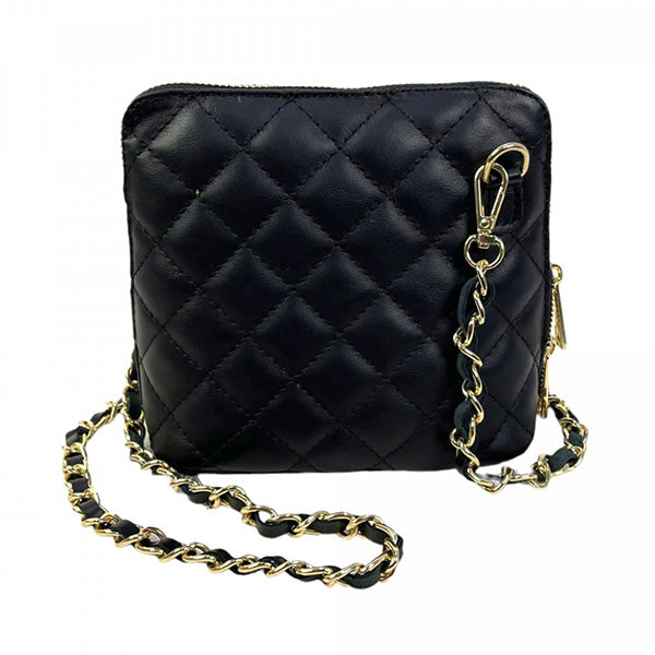 Bandolera Cuadrada de Piel Acolchada con Cadena