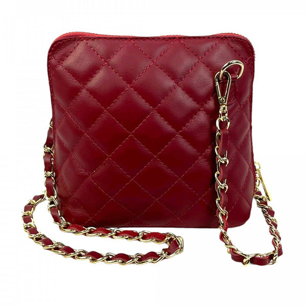 Bandolera Cuadrada de Piel Acolchada con Cadena