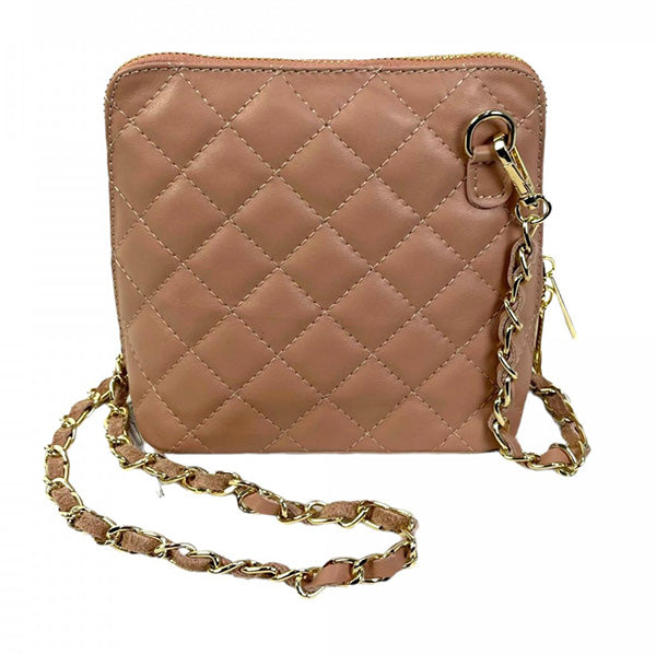 Bandolera Cuadrada de Piel Acolchada con Cadena