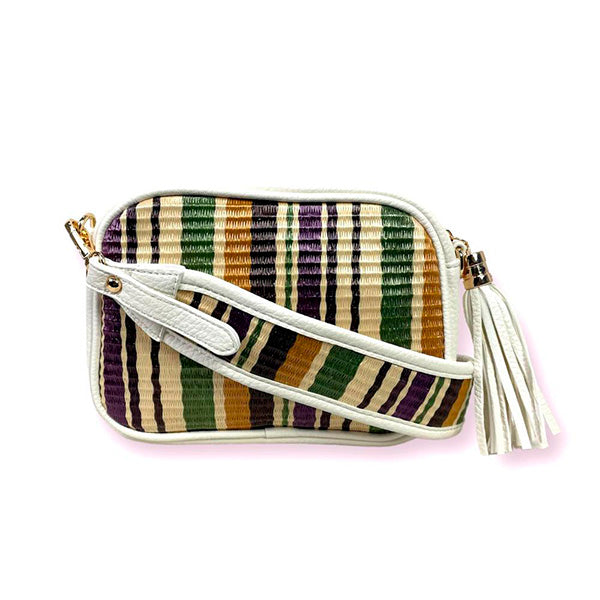 Bandolera con Borla y Estampado de Rayas