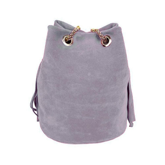 Bolso Bombonera Piel de Ante con Flecos