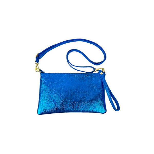 Bolso Bandolera Pequeño de Piel Metalizada para Mujer