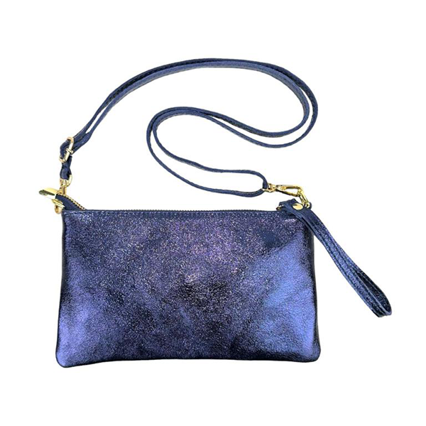 Bolso Bandolera Pequeño de Piel Metalizada para Mujer