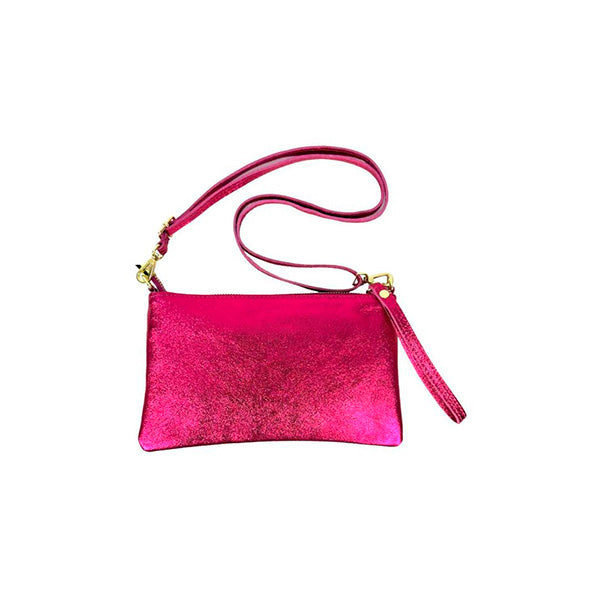 Bolso Bandolera Pequeño de Piel Metalizada para Mujer