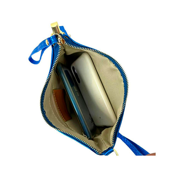 Bolso Bandolera Pequeño de Piel Metalizada para Mujer