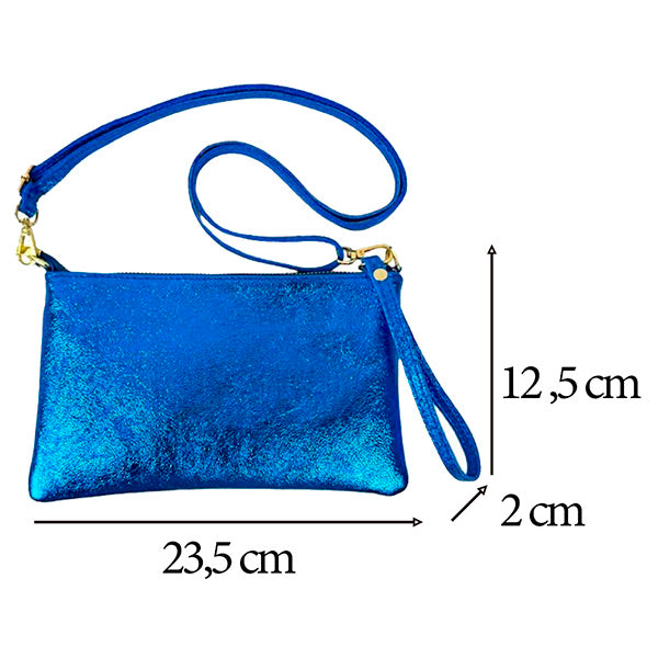 Bolso Bandolera Pequeño de Piel Metalizada para Mujer