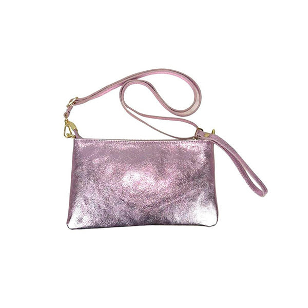 Bolso Bandolera Pequeño de Piel Metalizada para Mujer